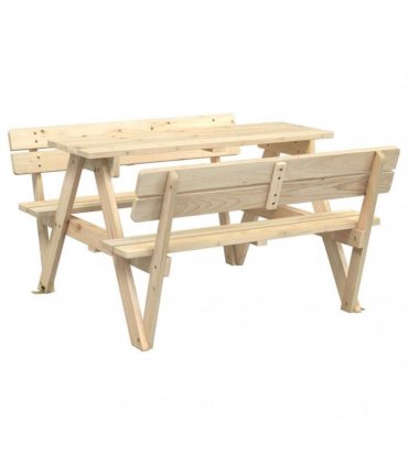 vidaXL Picnic Table for 4 Kids with Umbrella Hole Solid Wood Fir — Colour: natural — V0671984361