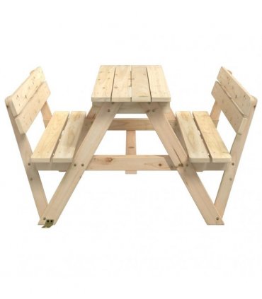 vidaXL Picnic Table for 4 Kids with Umbrella Hole Solid Wood Fir — Colour: natural — V0671984361