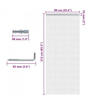 vidaXL Chain Door Fly Screen 90x212 cm Aluminium — Size: 90 x 212 cm