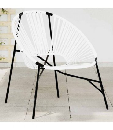 vidaXL Garden Egg Chair Black and White Poly Rattan