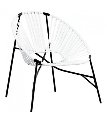 vidaXL Garden Egg Chair Black and White Poly Rattan