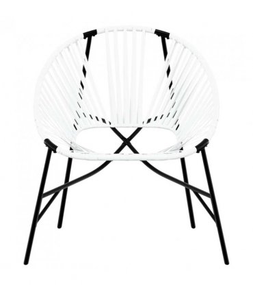 vidaXL Garden Egg Chair Black and White Poly Rattan