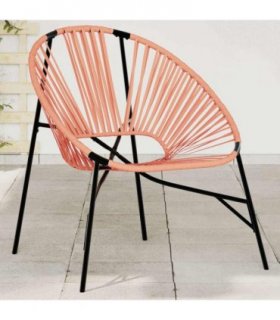 vidaXL Garden Egg Chair Black and Orange Poly Rattan