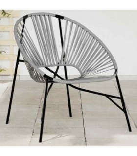 vidaXL Garden Egg Chair Black and Light Grey Poly Rattan