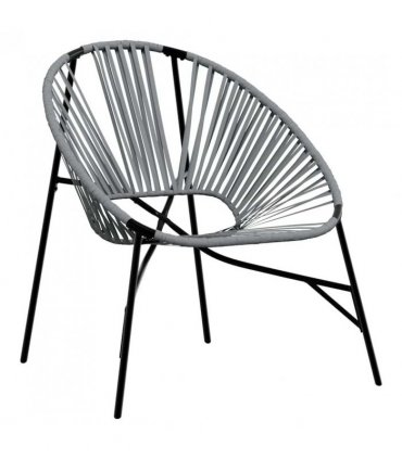 vidaXL Garden Egg Chair Black and Light Grey Poly Rattan