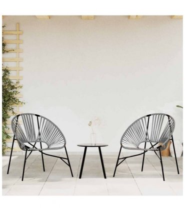 vidaXL Garden Egg Chair Black and Light Grey Poly Rattan