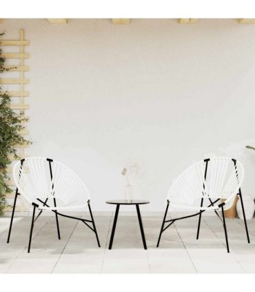 vidaXL Garden Chair Set 3 pcs Black and White Poly Rattan