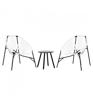 vidaXL Garden Chair Set 3 pcs Black and White Poly Rattan
