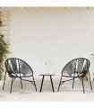 vidaXL Garden Chair Set 3 pcs Black Poly Rattan