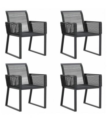 vidaXL Garden Chairs 4 pcs Black Poly Rattan — Size: 53 x 59 x 79 cm