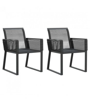 vidaXL Garden Chairs 2 pcs Black Poly Rattan — Size: 53 x 59 x 79 cm
