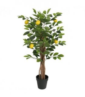 vidaXL Artificial Lemon Tree with 3 Trunks Green 85 cm PP