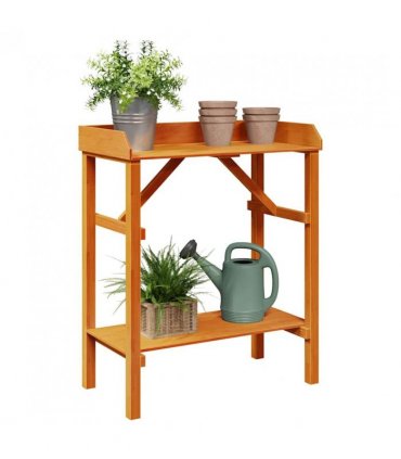 vidaXL Potting Table with Shelf Brown 75 x 40 x 90 cm Solid Pine Wood — Colour: Acacia