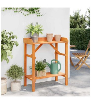 vidaXL Potting Table with Shelf Brown 75 x 40 x 90 cm Solid Pine Wood — Colour: Acacia