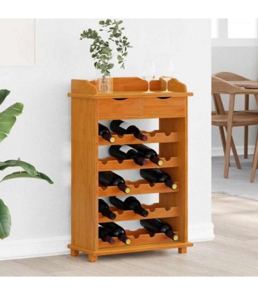 vidaXL Wine Rack Brown 58 x 28 x 90 cm Solid Pine Wood — Colour: Acacia