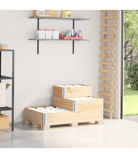 vidaXL 3-Tier Raised Bed 120x80 cm Solid Wood Pine — Colour: natural, Size: 120 x 80 cm (60 x 40 cm)