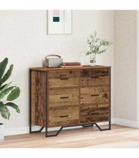 vidaXL Chest of Drawers 6-Drawer Old Wood 91 x 35.5 x 74.5 cm