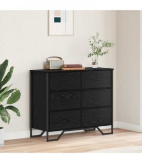 vidaXL Chest of Drawers 6-Drawer Black Oak 91 x 35.5 x 74.5 cm