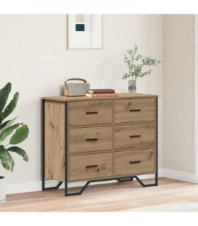 vidaXL Chest of Drawers 6-Drawer Artisan Oak 91 x 35.5 x 74.5 cm