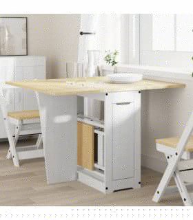 vidaXL Butterfly Dining Table Foldable Corona White Solid Wood Pine