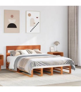 vidaXL Bed Frame without Mattress Wax Brown 160x200 cm Solid Wood Pine — Size: 160 x 200 cm — V0671985031