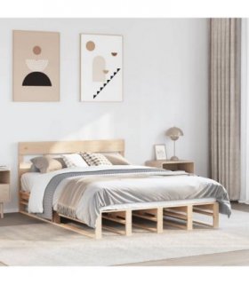 vidaXL Bed Frame without Mattress 140x200 cm Solid Wood Pine — Colour: natural, Size: 140 x 200 cm — V0671985035