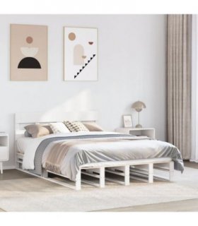 vidaXL Bed Frame without Mattress White 140x200 cm Solid Wood Pine — Size: 140 x 200 cm — V0671985038