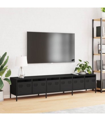 vidaXL TV Cabinet Black 202x39x43.5 cm Cold-rolled Steel — V0671985046
