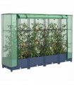 vidaXL Raised Bed with Greenhouse Cover Rattan Look 160x40x123 cm — Colour: blue grey, Size: 160 x 40 x 123 cm
