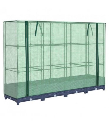 vidaXL Raised Bed with Greenhouse Cover Rattan Look 160x40x123 cm — Colour: blue grey, Size: 160 x 40 x 123 cm