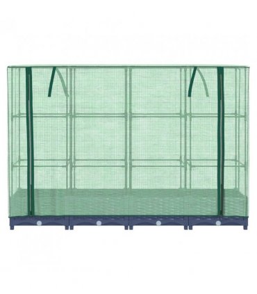 vidaXL Raised Bed with Greenhouse Cover Rattan Look 160x40x123 cm — Colour: blue grey, Size: 160 x 40 x 123 cm