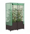 vidaXL Raised Bed with Greenhouse Cover Rattan Look 80x40x138 cm — Colour: brown, Size: 80 x 40 x 138 cm
