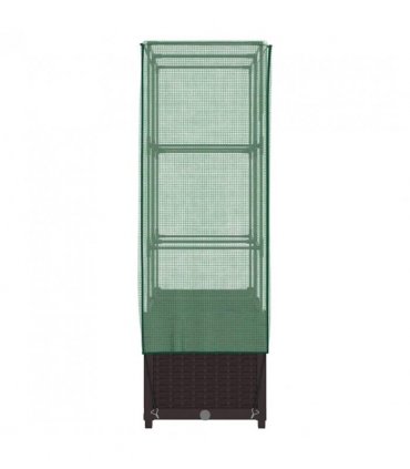 vidaXL Raised Bed with Greenhouse Cover Rattan Look 80x40x138 cm — Colour: brown, Size: 80 x 40 x 138 cm