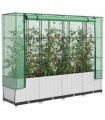 vidaXL Raised Bed with Greenhouse Cover Rattan Look 160x40x138 cm — Colour: white, Size: 160 x 40 x 138 cm