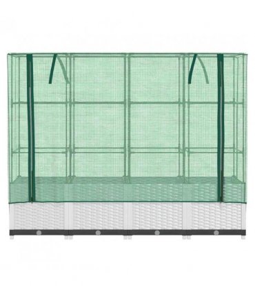 vidaXL Raised Bed with Greenhouse Cover Rattan Look 160x40x138 cm — Colour: white, Size: 160 x 40 x 138 cm