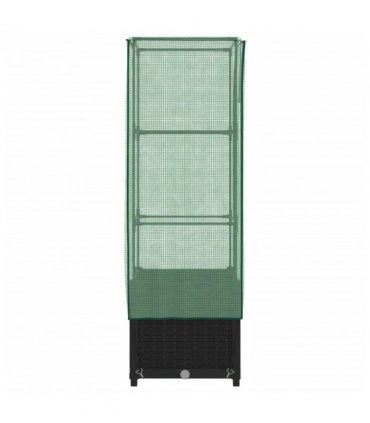 vidaXL Raised Bed with Greenhouse Cover Rattan Look 40x40x139 cm — Colour: black, Size: 40 x 40 x 139 cm