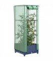 vidaXL Raised Bed with Greenhouse Cover Rattan Look 40x40x123 cm — Colour: blue grey, Size: 40 x 40 x 123 cm