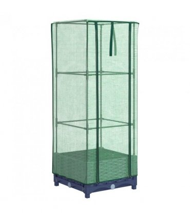 vidaXL Raised Bed with Greenhouse Cover Rattan Look 40x40x123 cm — Colour: blue grey, Size: 40 x 40 x 123 cm