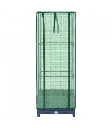 vidaXL Raised Bed with Greenhouse Cover Rattan Look 40x40x123 cm — Colour: blue grey, Size: 40 x 40 x 123 cm