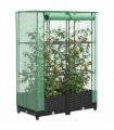 vidaXL Raised Bed with Greenhouse Cover Rattan Look 80x40x123 cm — Colour: black, Size: 80 x 40 x 123 cm