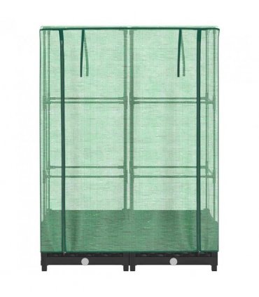 vidaXL Raised Bed with Greenhouse Cover Rattan Look 80x40x123 cm — Colour: black, Size: 80 x 40 x 123 cm