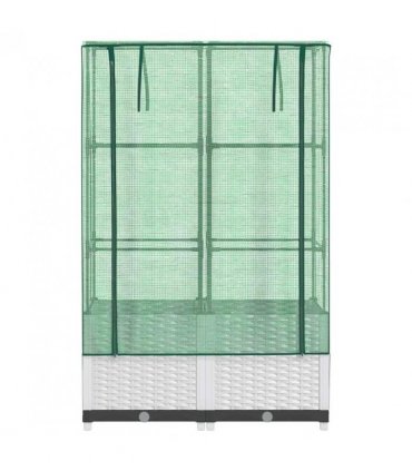 vidaXL Raised Bed with Greenhouse Cover Rattan Look 80x40x138 cm — Colour: white, Size: 80 x 40 x 138 cm