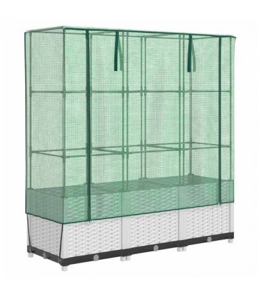 vidaXL Raised Bed with Greenhouse Cover Rattan Look 120x40x138 cm — Colour: white, Size: 120 x 40 x 138 cm