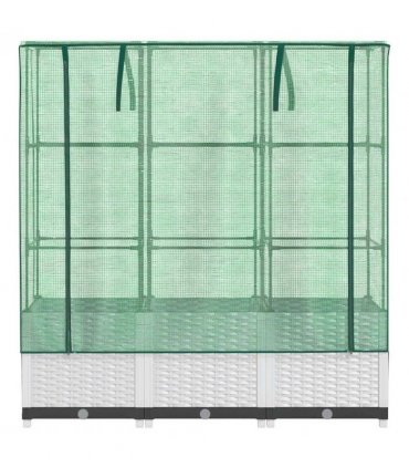 vidaXL Raised Bed with Greenhouse Cover Rattan Look 120x40x138 cm — Colour: white, Size: 120 x 40 x 138 cm