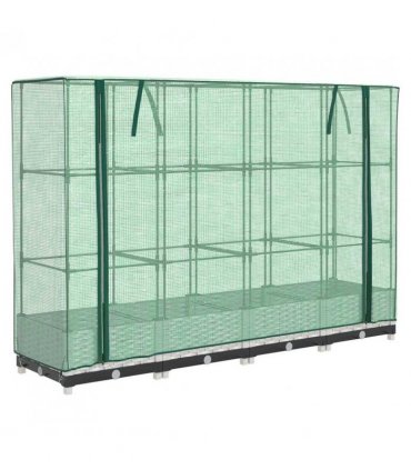 vidaXL Raised Bed with Greenhouse Cover Rattan Look 160x40x123 cm — Colour: white, Size: 160 x 40 x 123 cm