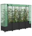 vidaXL Raised Bed with Greenhouse Cover Rattan Look 160x40x138 cm — Colour: black, Size: 160 x 40 x 138 cm