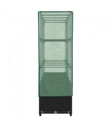 vidaXL Raised Bed with Greenhouse Cover Rattan Look 160x40x138 cm — Colour: black, Size: 160 x 40 x 138 cm