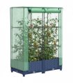 vidaXL Raised Bed with Greenhouse Cover Rattan Look 80x40x123 cm — Colour: blue grey, Size: 80 x 40 x 123 cm