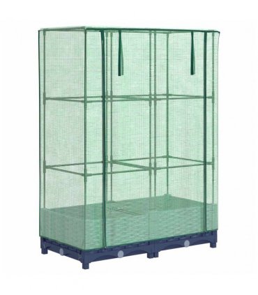 vidaXL Raised Bed with Greenhouse Cover Rattan Look 80x40x123 cm — Colour: blue grey, Size: 80 x 40 x 123 cm