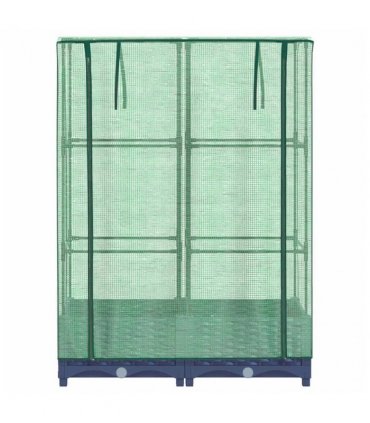 vidaXL Raised Bed with Greenhouse Cover Rattan Look 80x40x123 cm — Colour: blue grey, Size: 80 x 40 x 123 cm